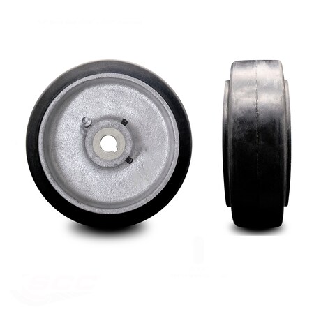 6 X 2 Rubber Tread On Cast Iron Keyed Drive Wheel - 5/8 Bore -